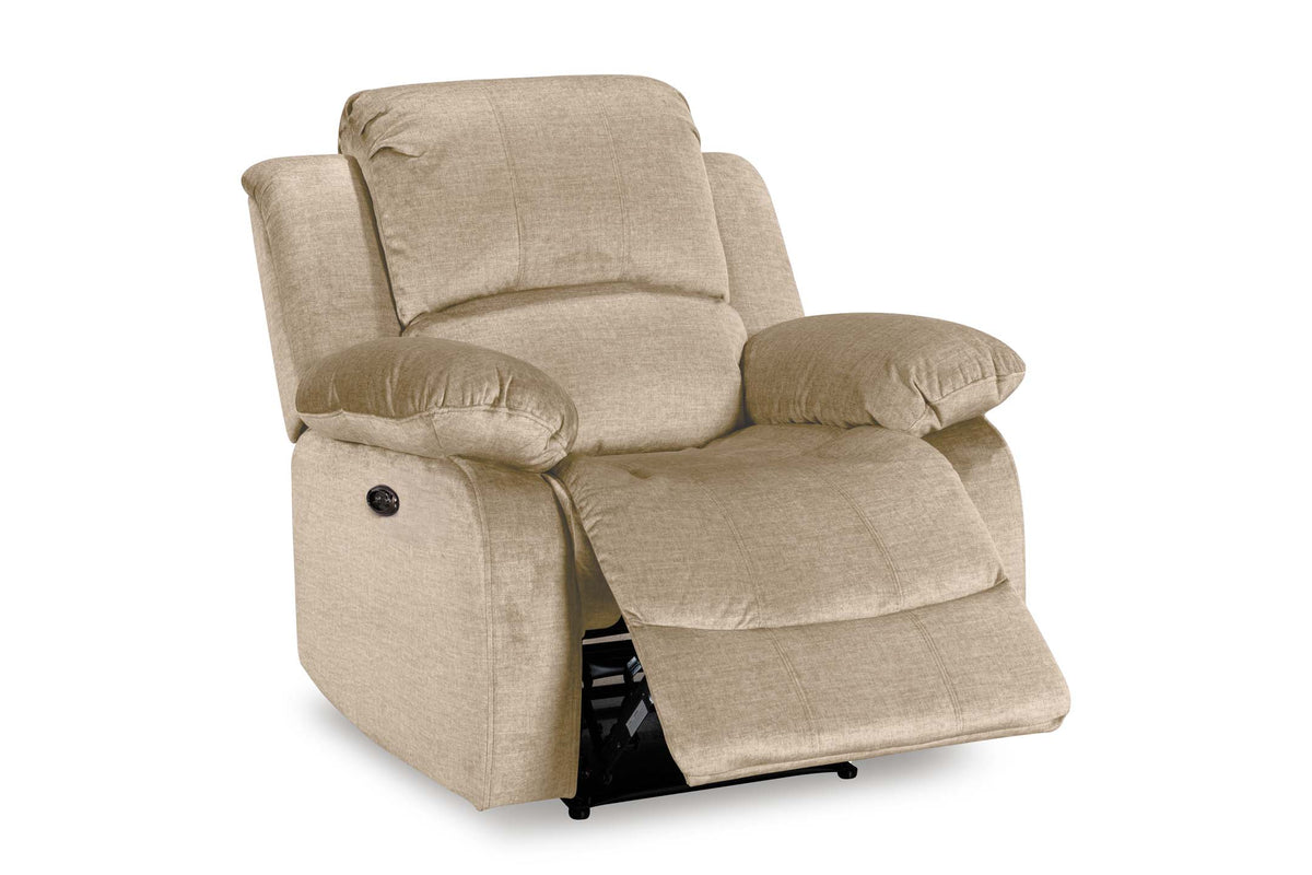 Chenille Fabric Oatmeal Beige Electric Recliner Chair VALENCIA