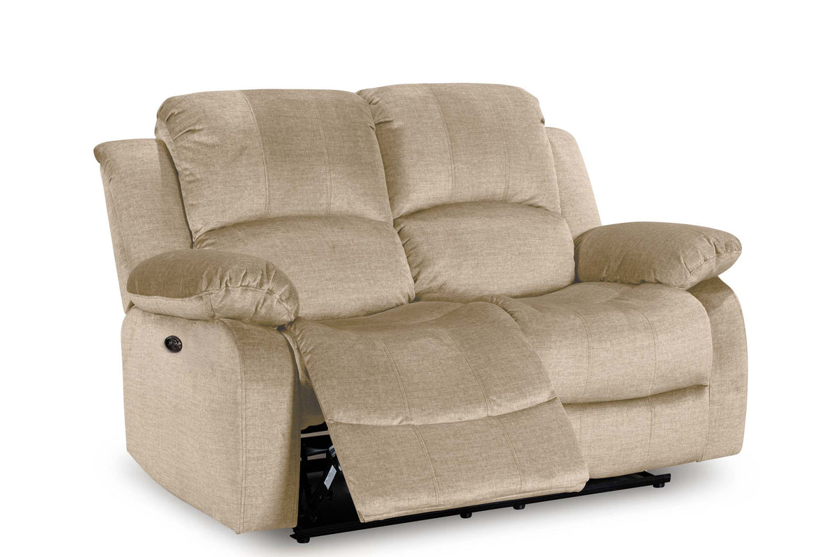 Chenille Fabric Oatmeal Beige 2 Seater Electric Recliner Sofa VALENCIA