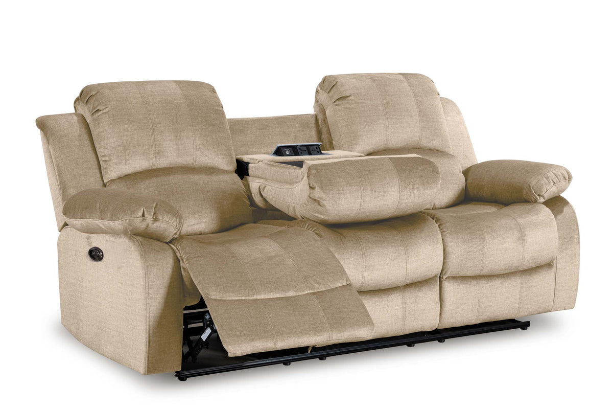 Chenille Fabric Oatmeal Beige 3 Seater Electric Recliner Sofa VALENCIA