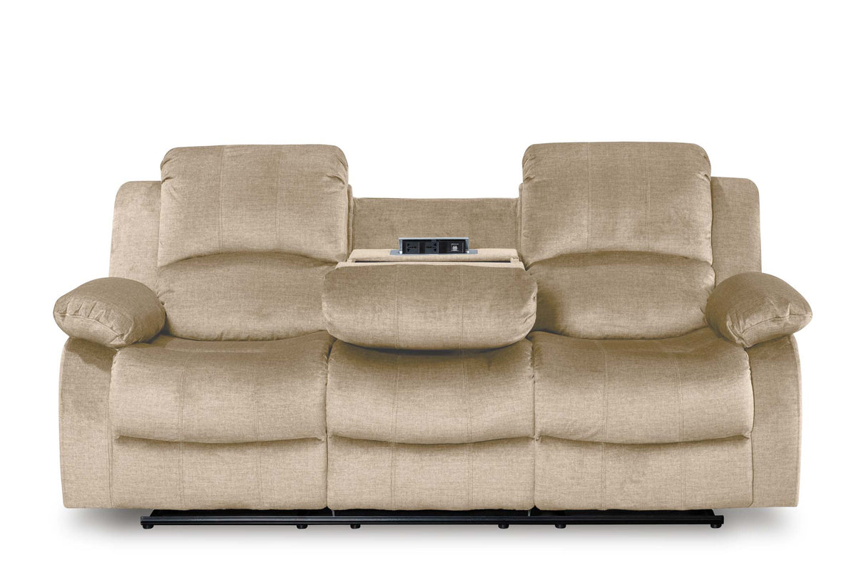 Chenille Fabric Oatmeal Beige 3 Seater Electric Recliner Sofa VALENCIA