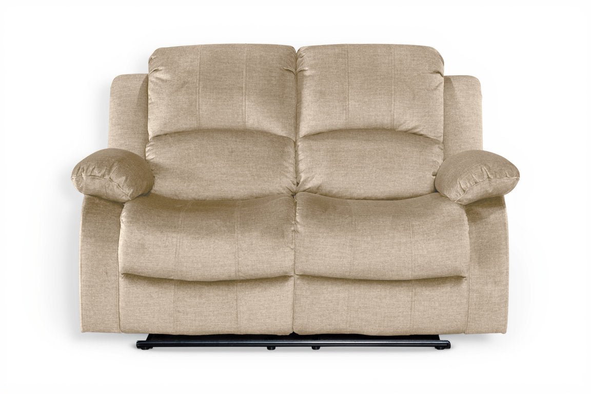 Chenille Fabric Oatmeal Beige 2 Seater Manual Recliner Sofa VALENCIA