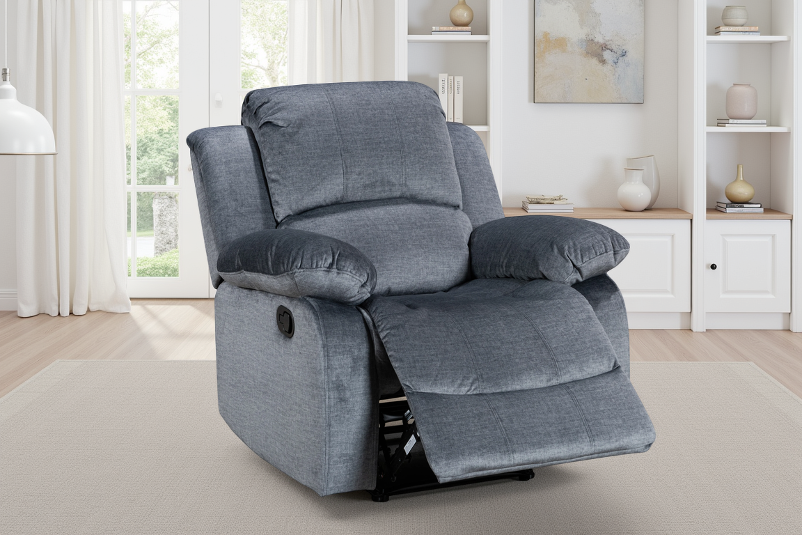 Chenille Fabric Grey Manual Recliner Chair VALENCIA