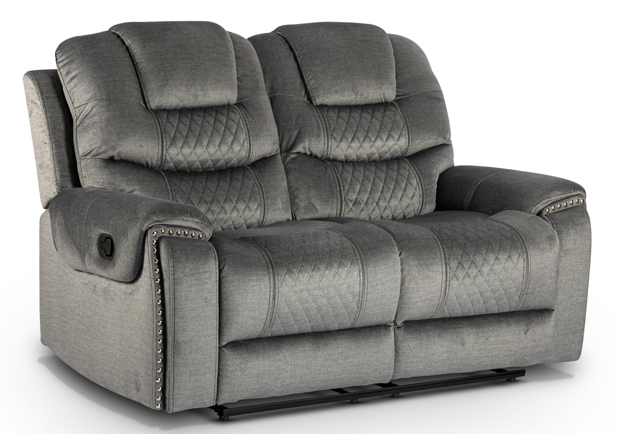 Chenille Fabric Grey 2 Seater Manual Recliner Sofa RAVENNA