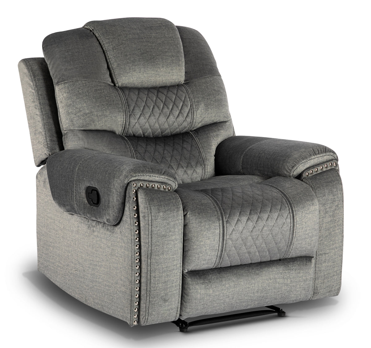Chenille Fabric Grey Manual Recliner Chair RAVENNA
