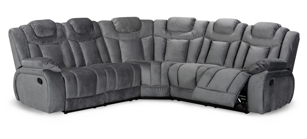 Chenille Fabric Grey Toledo 2C2 Manual Recliner Corner Sofa