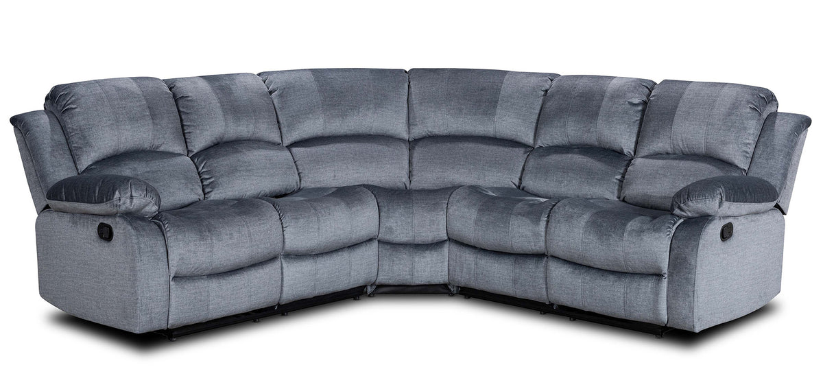 Chenille Fabric Grey 2C2 Manual Recliner Corner Sofa VALENCIA