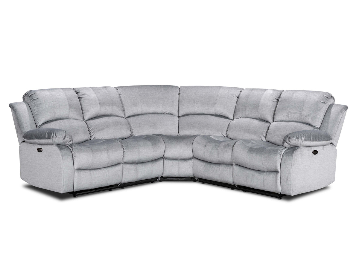 Chenille Fabric Grey 2C2 Electric Recliner Corner Sofa VALENCIA