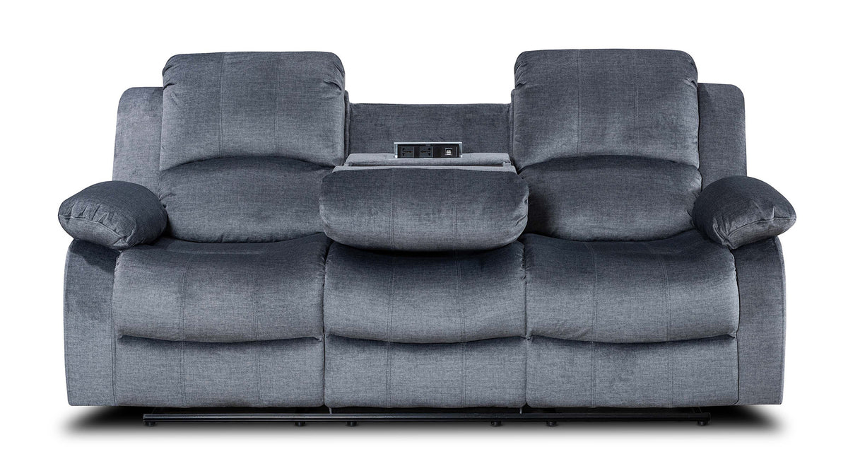 Chenille Fabric Grey 3 + 1 + 1 Seater Manual Recliner Sofa Set VALENCIA