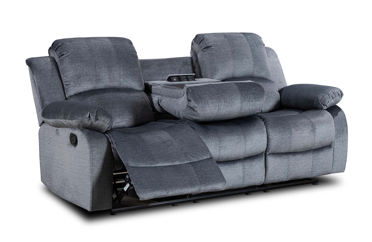 Chenille Fabric Grey 3 + 2 + 1 Seater Manual Recliner Sofa Set VALENCIA