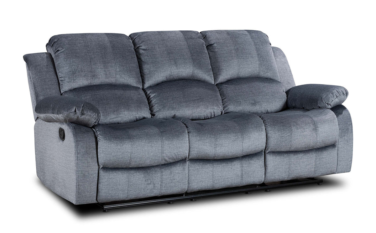Chenille Fabric Grey 3 + 1 + 1 Seater Manual Recliner Sofa Set VALENCIA