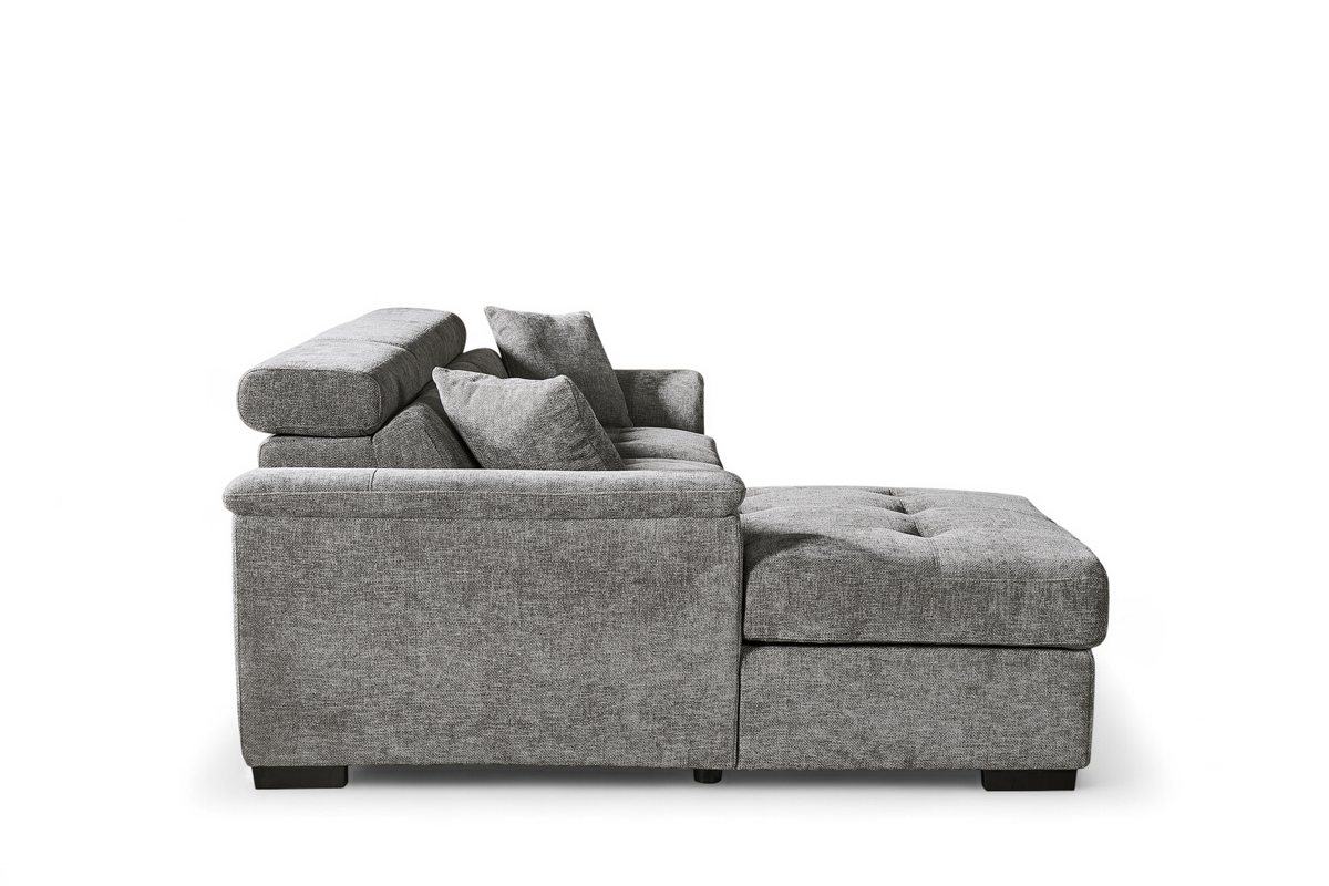 Grey Chenille Fabric 1C2 Corner Sofabed with Storage WILSON