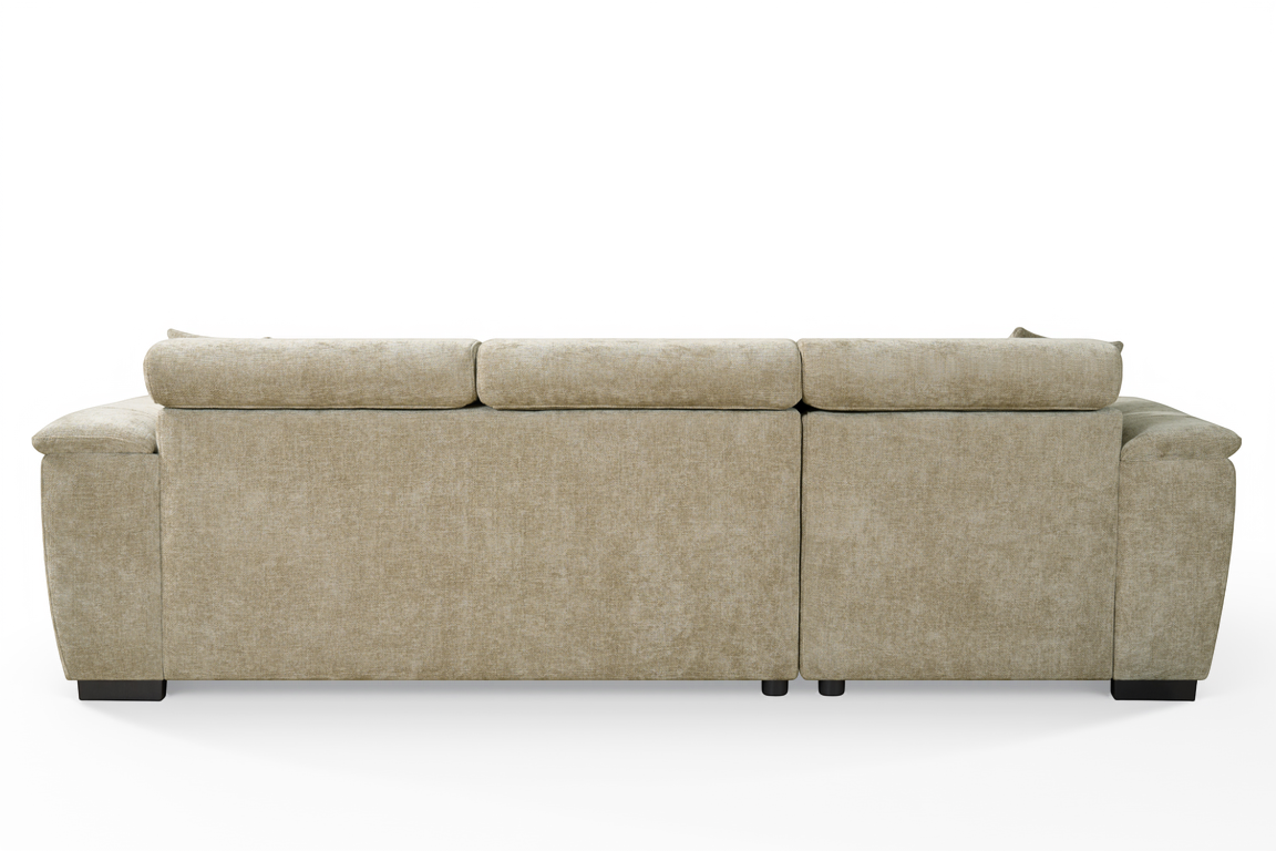 Beige Chenille Fabric 1C2 Corner Sofabed with Storage WILSON