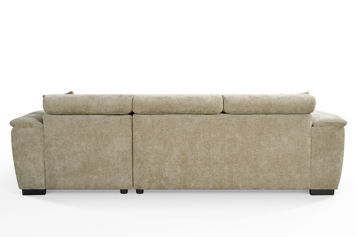 Beige Chenille Fabric 2C1 Corner Sofabed with Storage WILSON