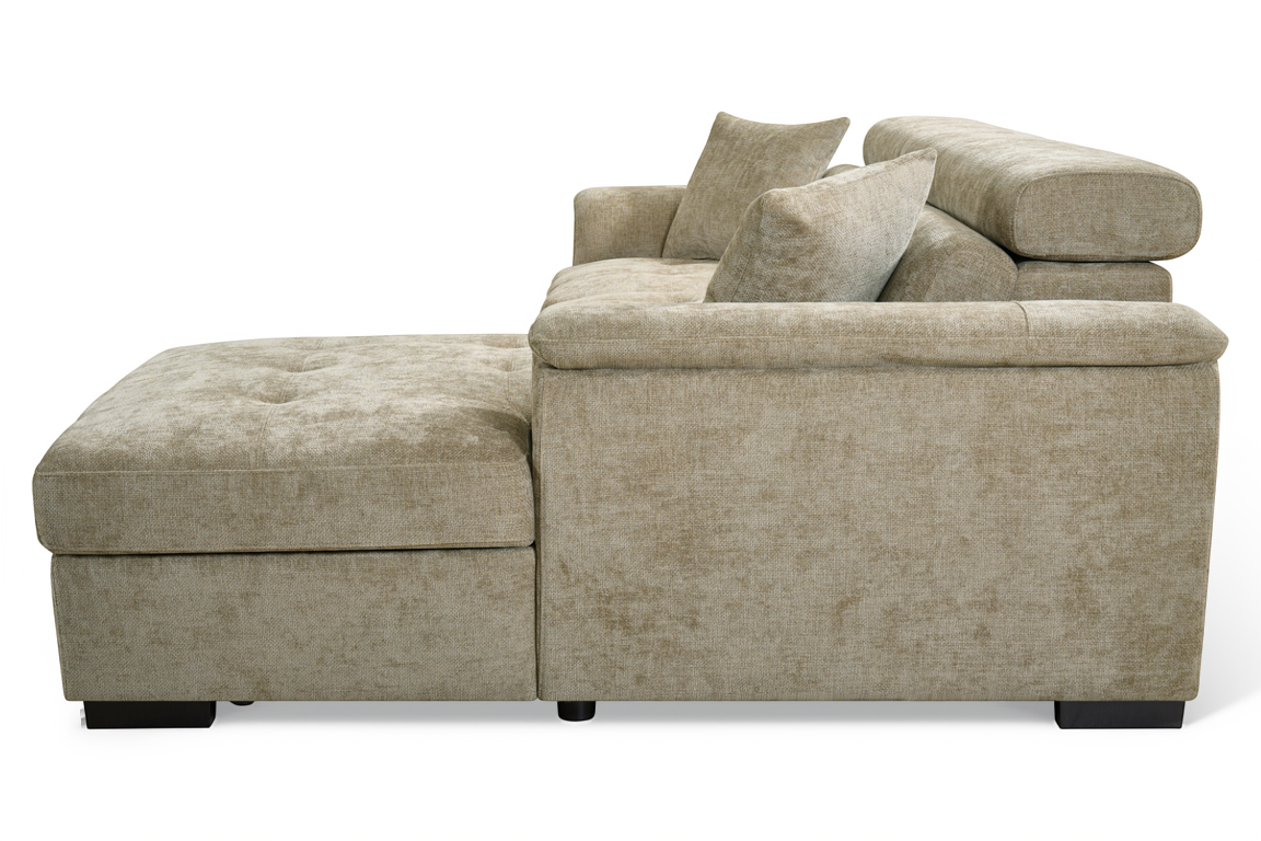 Beige Chenille Fabric 2C1 Corner Sofabed with Storage WILSON