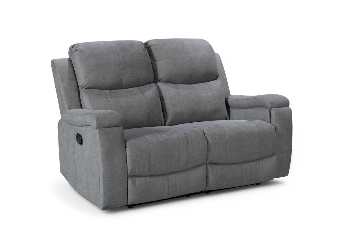 Chenille Fabric Dark Grey 2 Seater Manual Recliner Sofa VISCONTI
