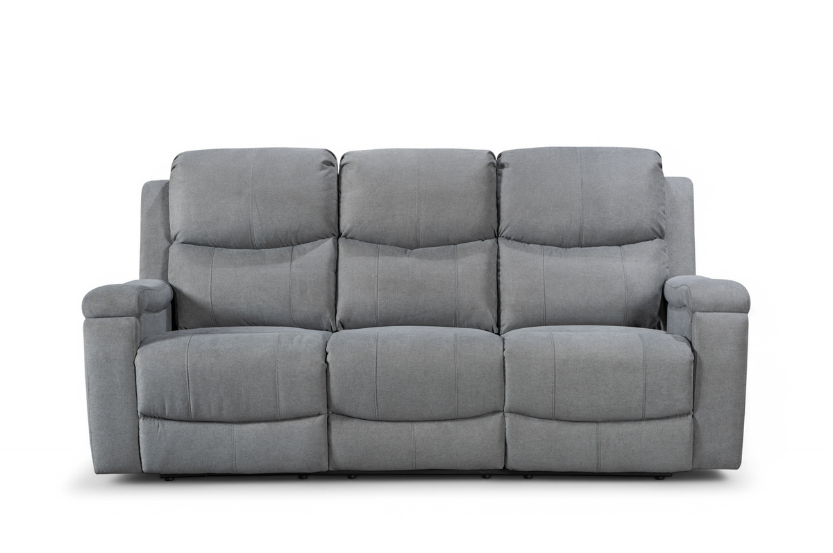 Chenille Fabric Dark Grey 3 Seater Manual Recliner Sofa VISCONTI
