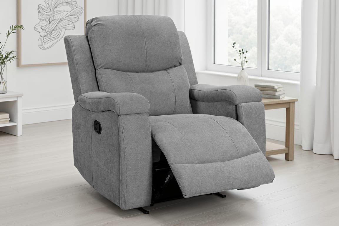 Chenille Fabric Dark Grey Manual Recliner Chair VISCONTI