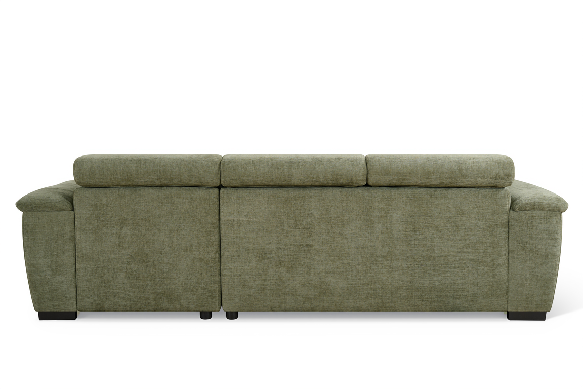 Green Chenille Fabric 2C1 Corner Sofabed with Storage WILSON