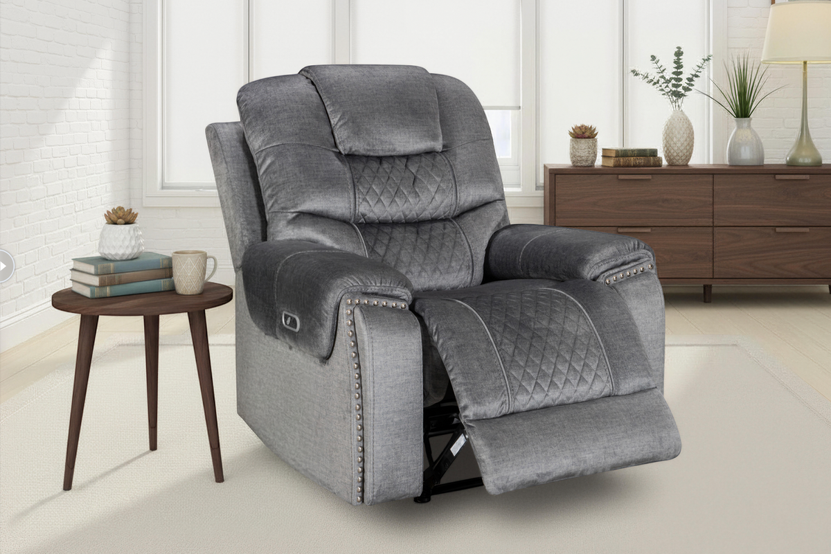 Chenille Fabric Grey Electric Recliner Chair RAVENNA