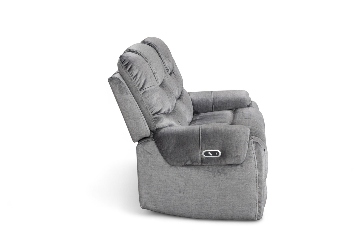 Chenille Fabric Grey 2 Seater Electric Recliner Sofa RAVENNA