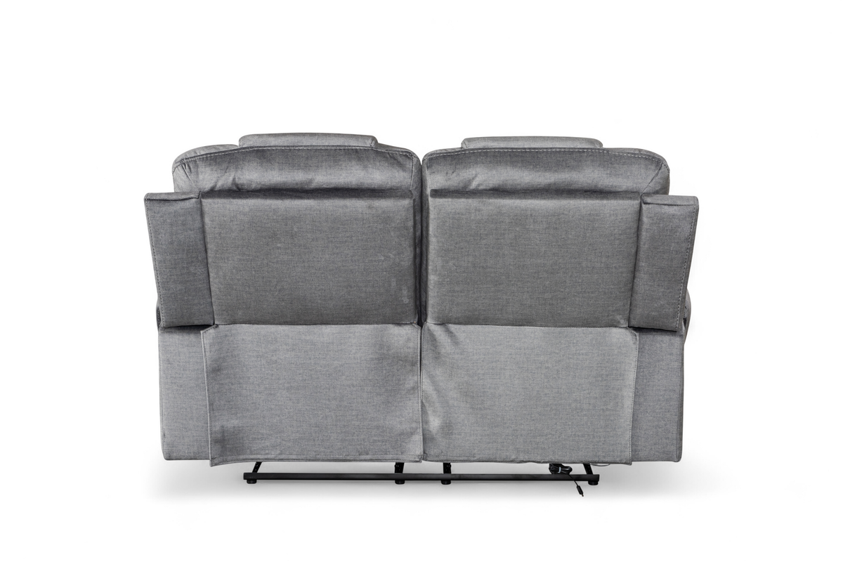 Chenille Fabric Grey 2 Seater Electric Recliner Sofa RAVENNA