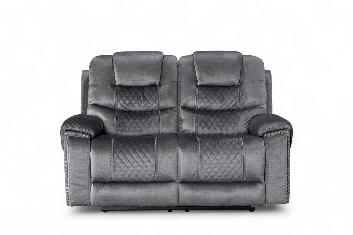 Chenille Fabric Grey 2 Seater Electric Recliner Sofa RAVENNA