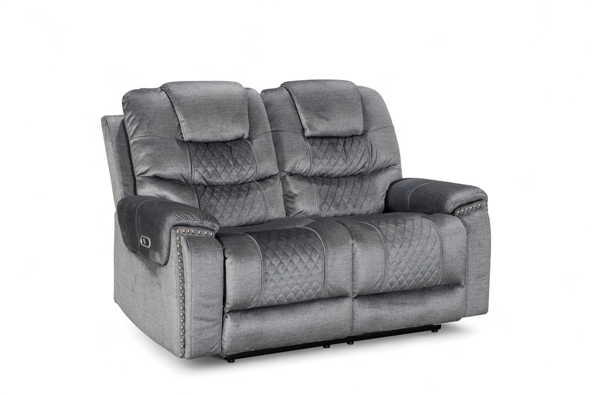 Chenille Fabric Grey 2 Seater Electric Recliner Sofa RAVENNA