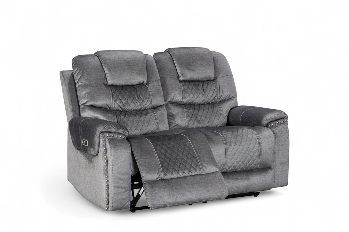 Chenille Fabric Grey 2 Seater Electric Recliner Sofa RAVENNA