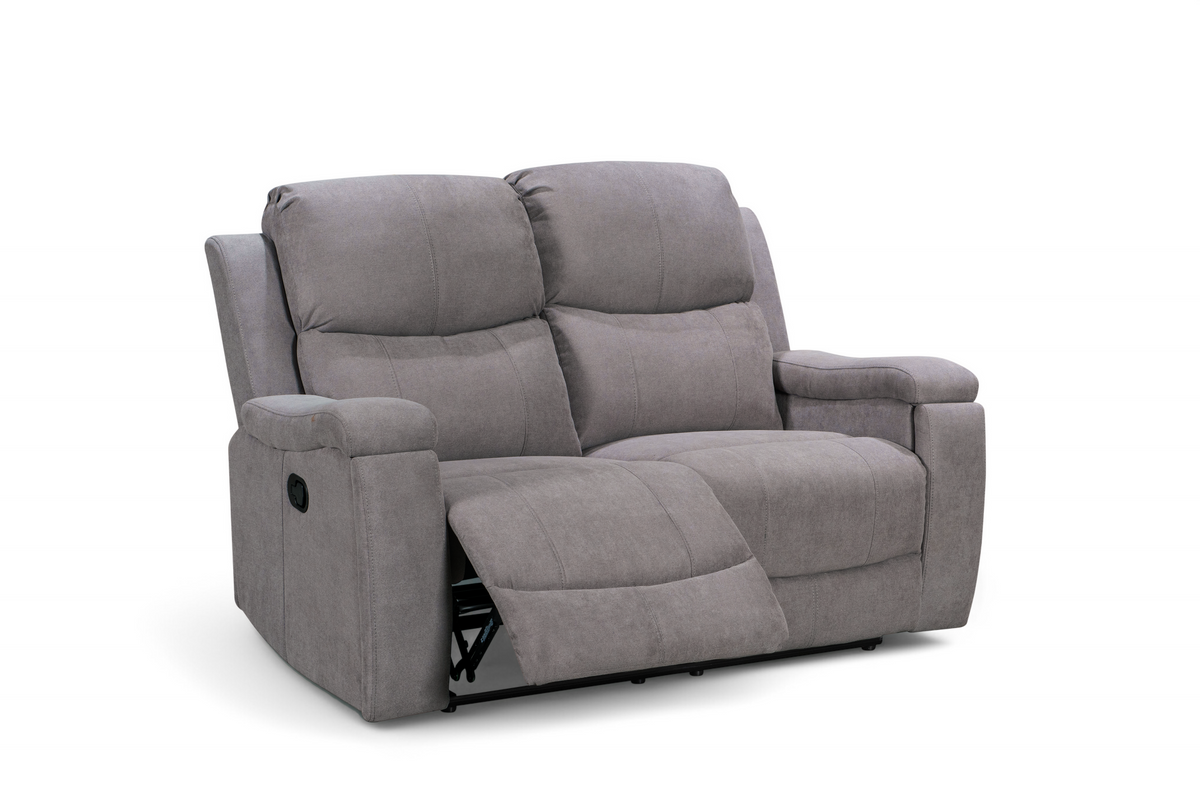Chenille Fabric Light Grey 2 Seater Manual Recliner Sofa VISCONTI