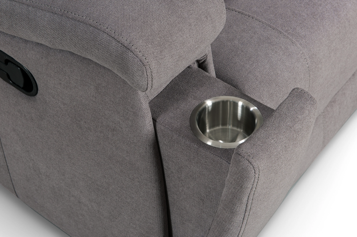Chenille Fabric Light Grey 3 Seater Manual Recliner Sofa VISCONTI