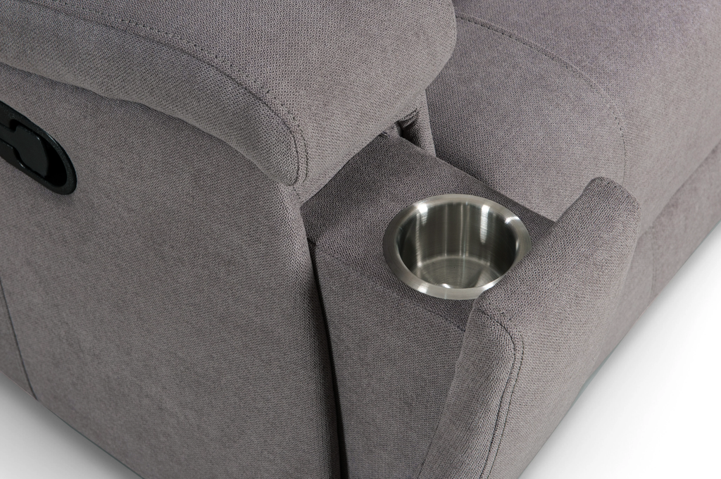 Chenille Fabric Light Grey 3 Seater Manual Recliner Sofa VISCONTI