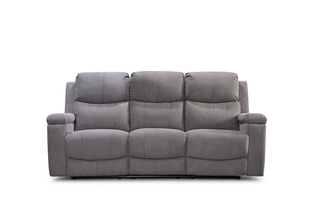 Chenille Fabric Light Grey 3 Seater Manual Recliner Sofa VISCONTI