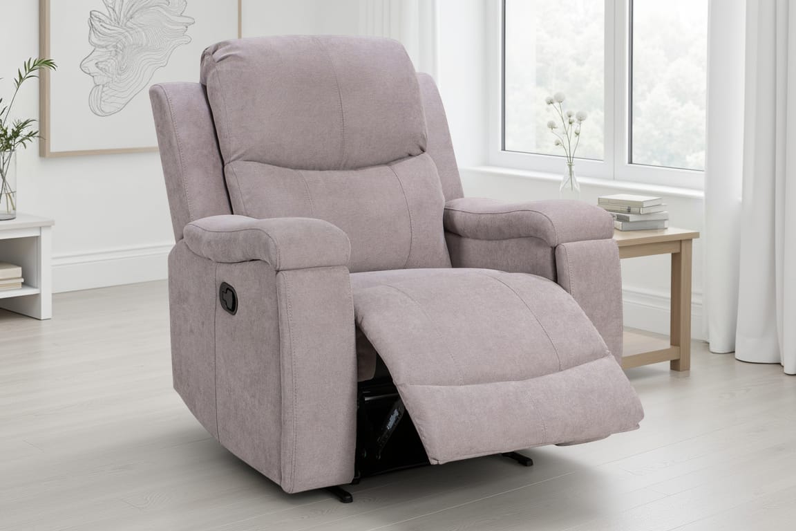 Chenille Fabric Light Grey Manual Recliner Chair VISCONTI