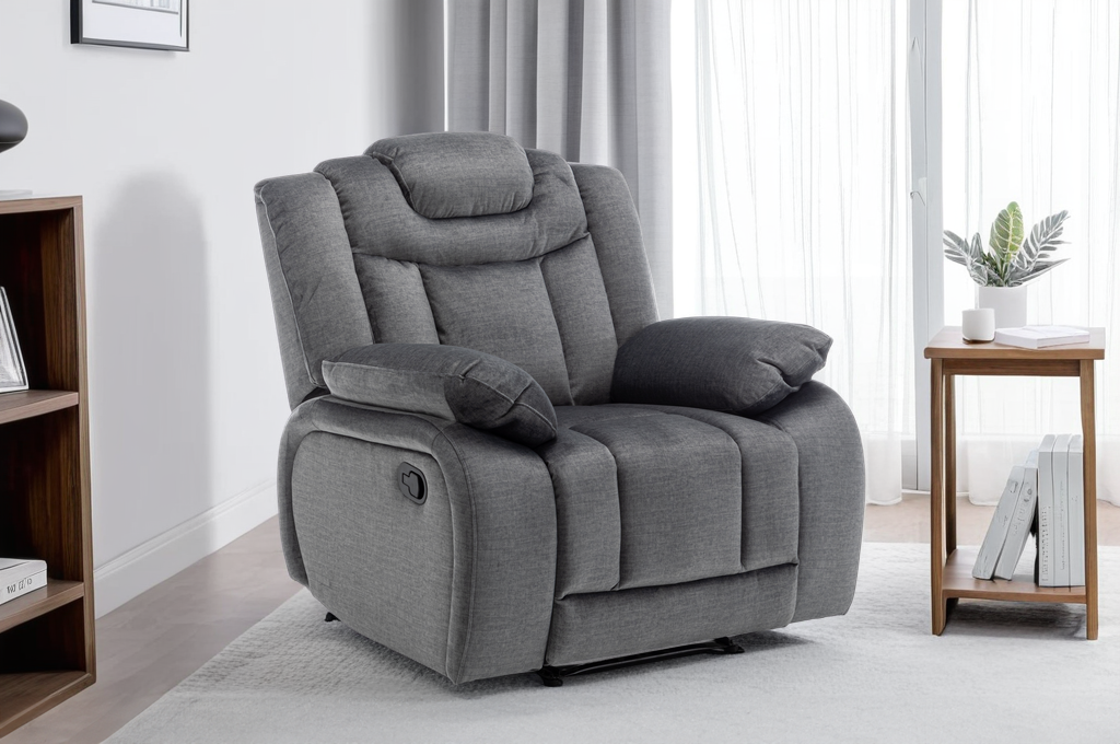 Chenille Fabric Grey Toledo Manual Recliner Chair Background