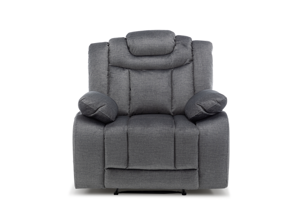 Chenille Fabric Grey Toledo Manual Recliner Chair Front