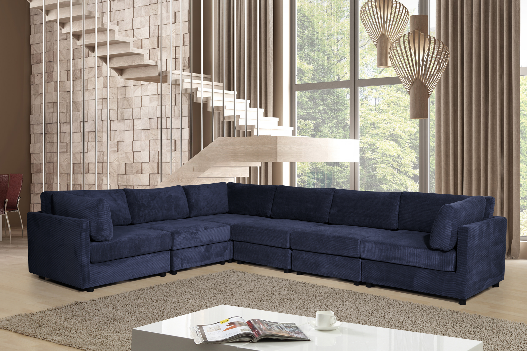Blue leather sectional sofa sales