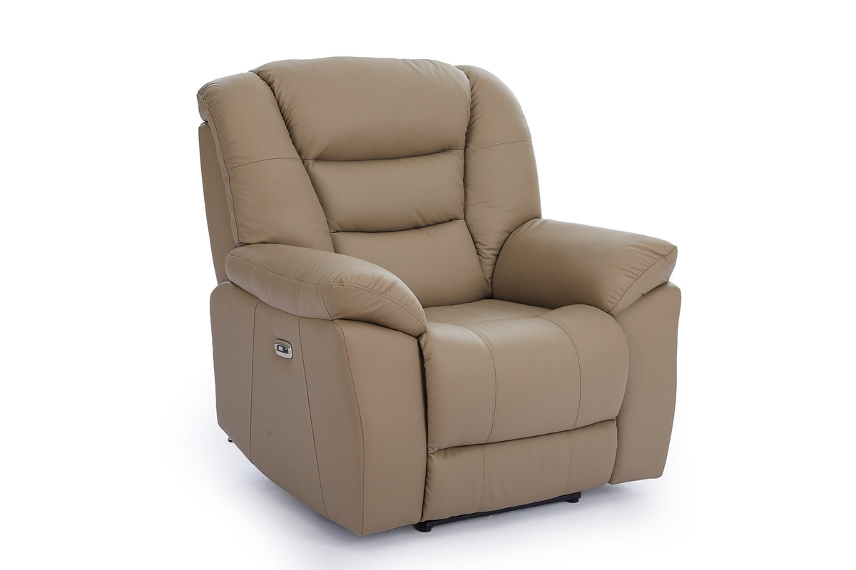 Beige Leather Electric 1 Seater Recliner Chair GIOVANNI