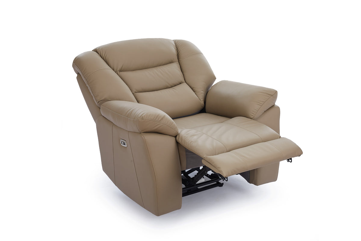 Beige Leather Electric 1 Seater Recliner Chair GIOVANNI