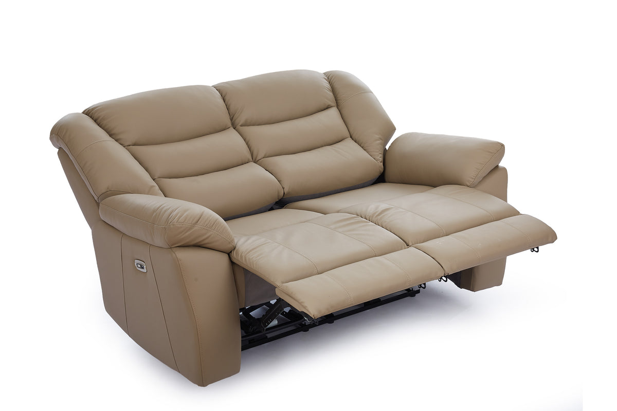 Beige Leather Electric 2 Seater Recliner Sofa GIOVANNI