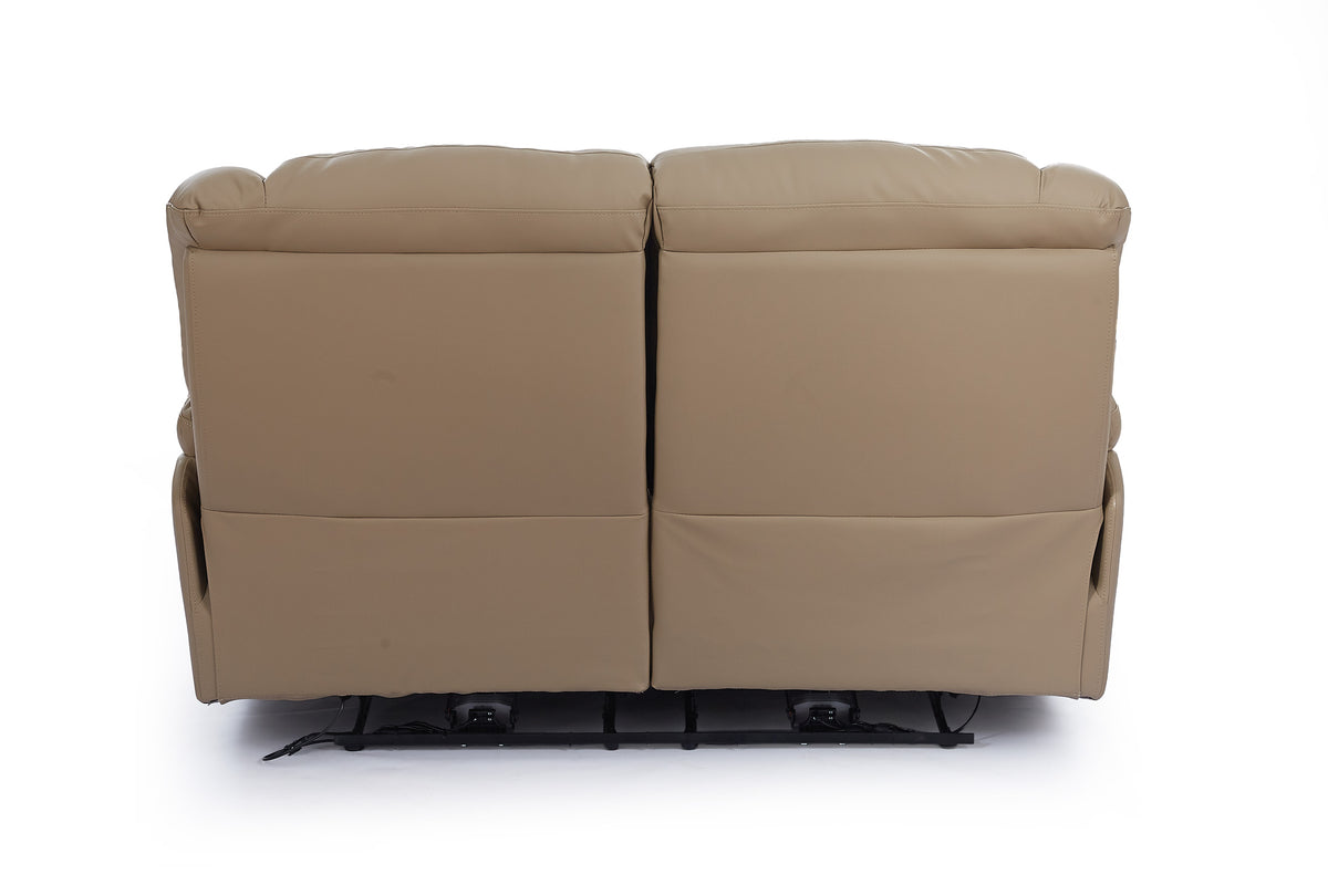 Beige Leather Electric 2 Seater Recliner Sofa GIOVANNI