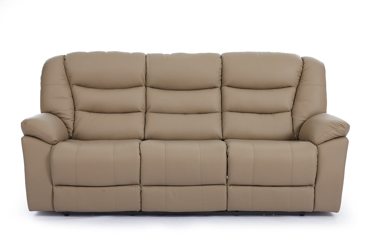 Beige Leather Electric 3 Seater Recliner Sofa GIOVANNI