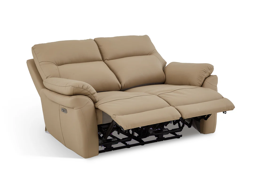 Beige Leather Electric 2 Seater Recliner Sofa CINECITTA