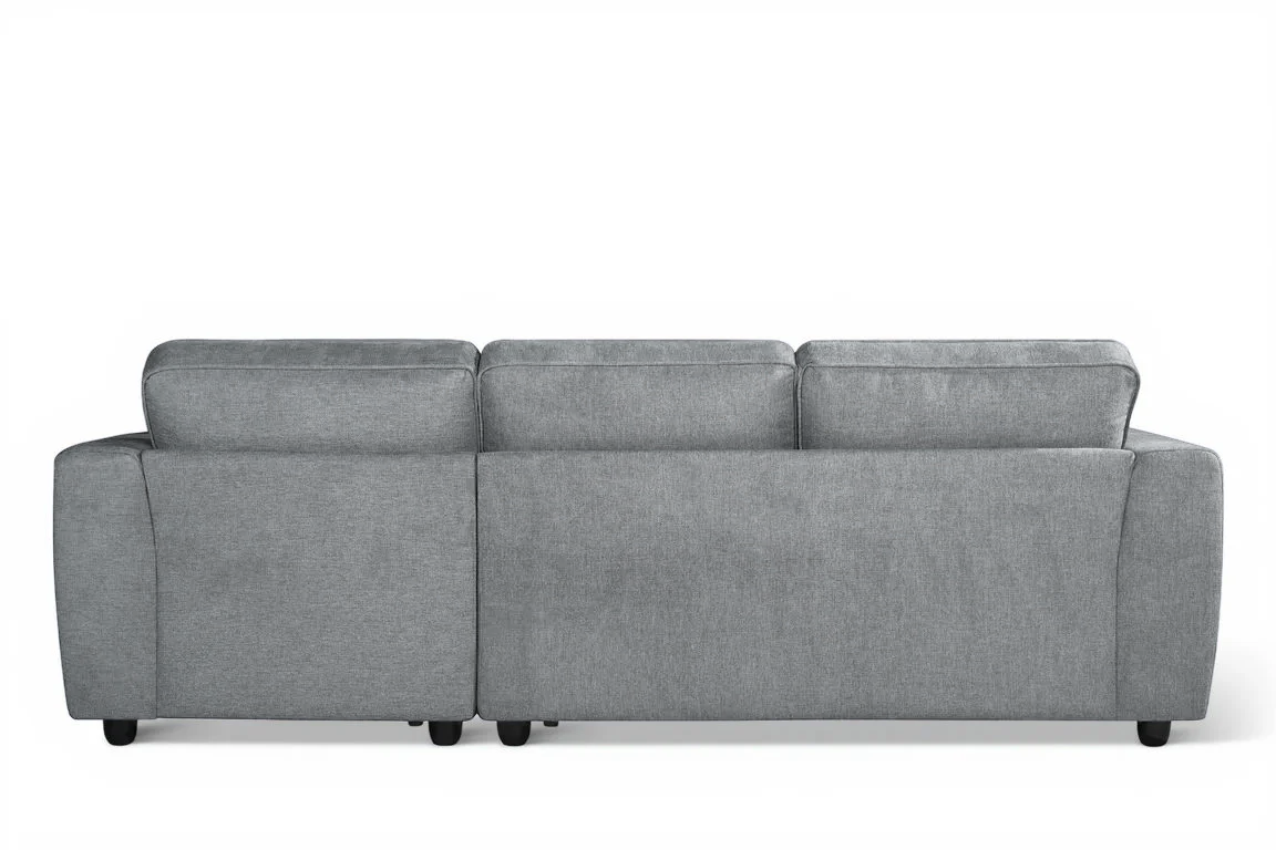Dark Grey Chenille Fabric Right Hand Facing Chaise Corner Sofa ALFIE