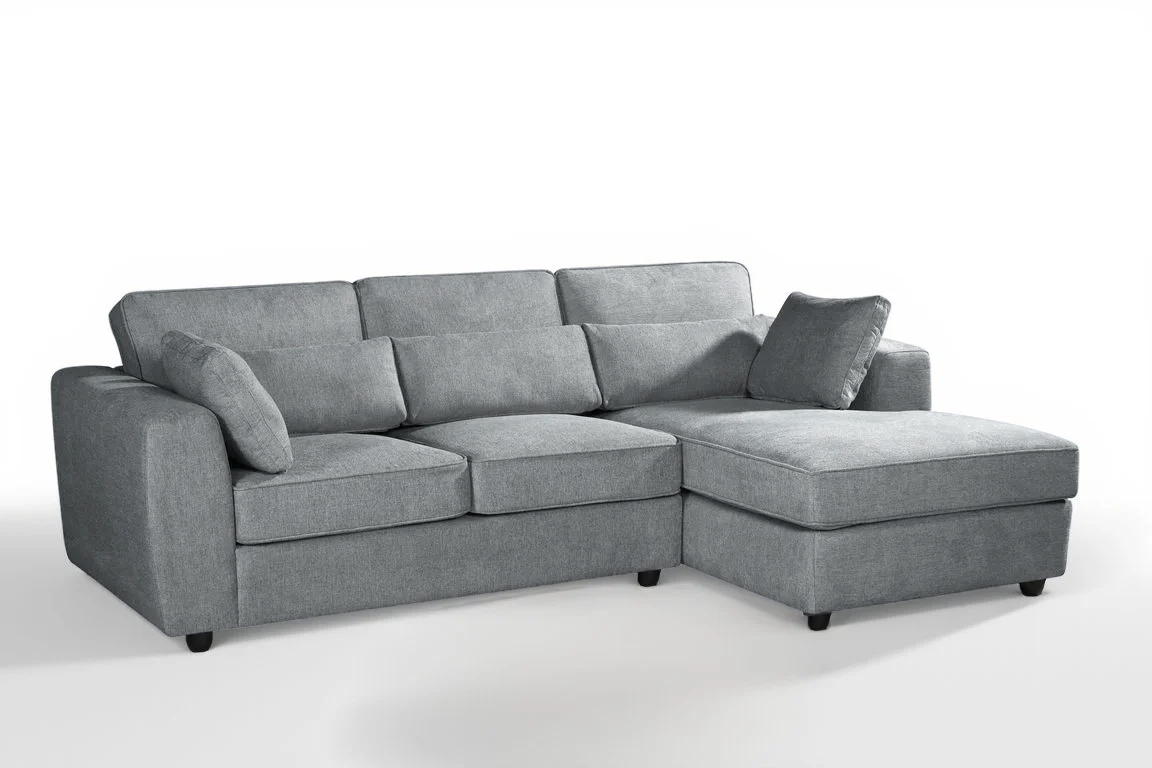 Dark Grey Chenille Fabric Right Hand Facing Chaise Corner Sofa ALFIE
