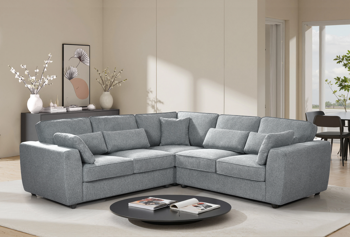 Dark Grey Chenille Fabric 2C2 Corner Sofa ALFIE