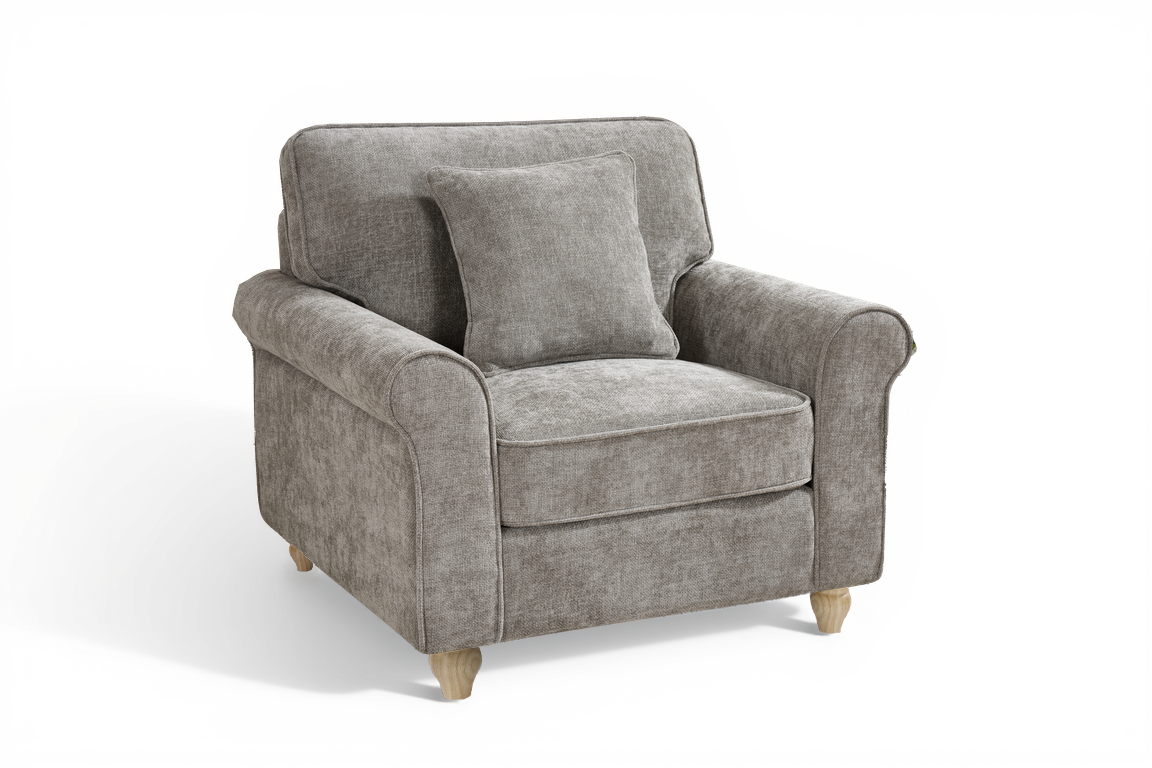 Dark Grey Chenille Fabric 1 Seater Sofa with Round Legs FREDDIE