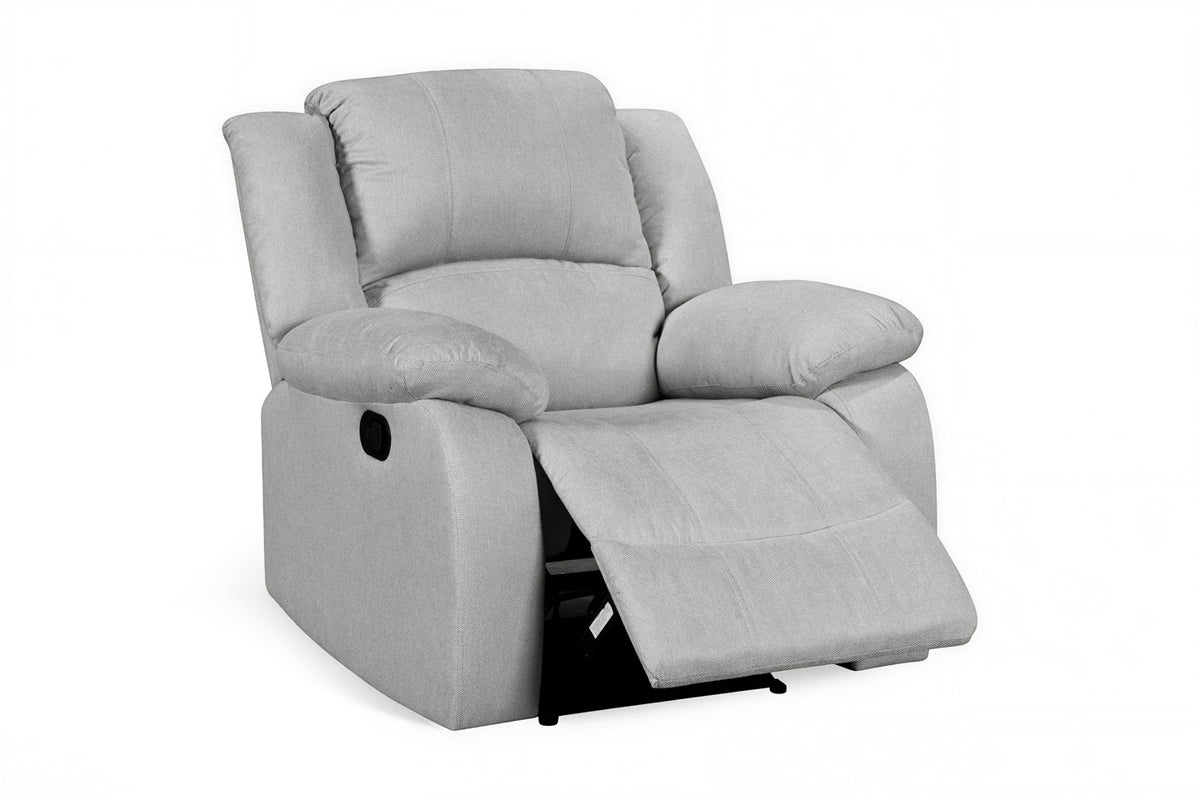 Fabric Light Grey 1 Seater Recliner Sofa VARESA
