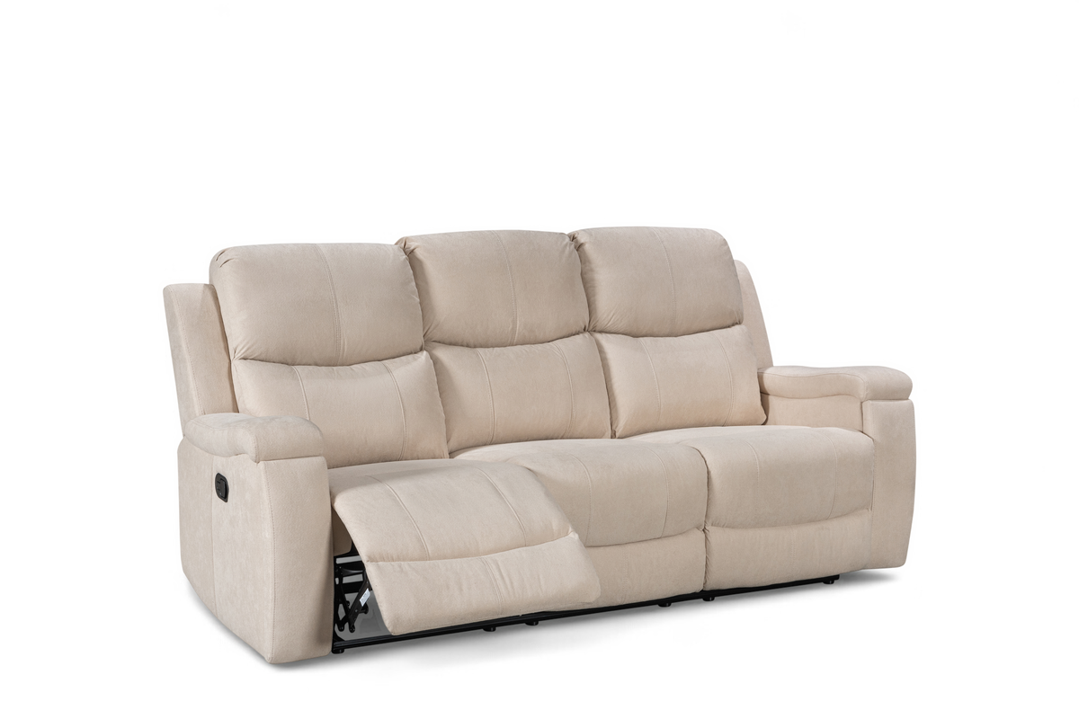Beige Fabric 3 + 2 Seater Manual Recliner Sofa Set VISCONTI