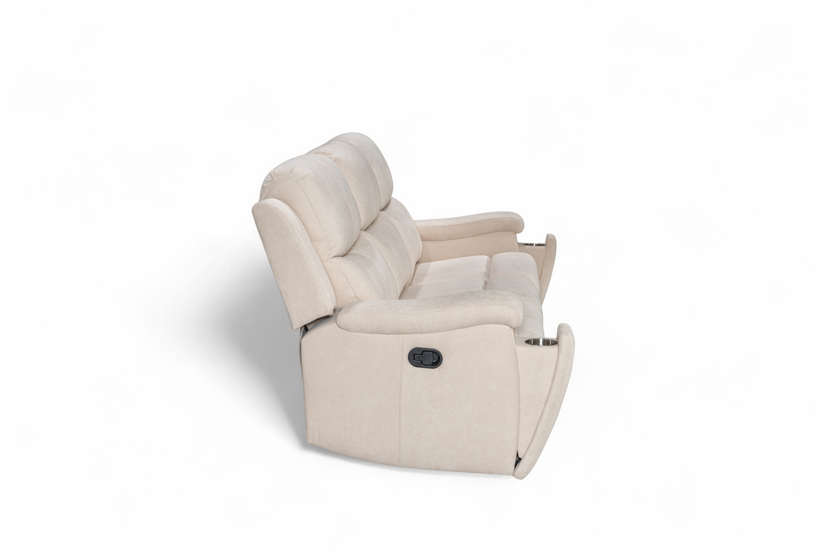Beige Fabric 3 + 2 Seater Manual Recliner Sofa Set VISCONTI