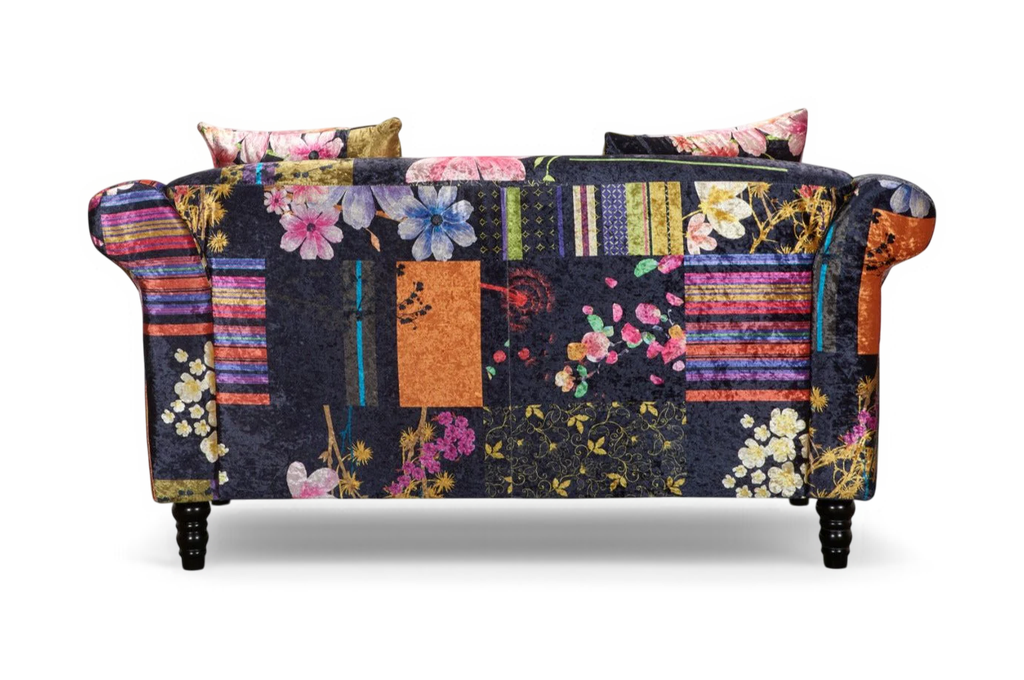 Fabric Black Patchwork 2 Seater Sofa AVICI SHOUT